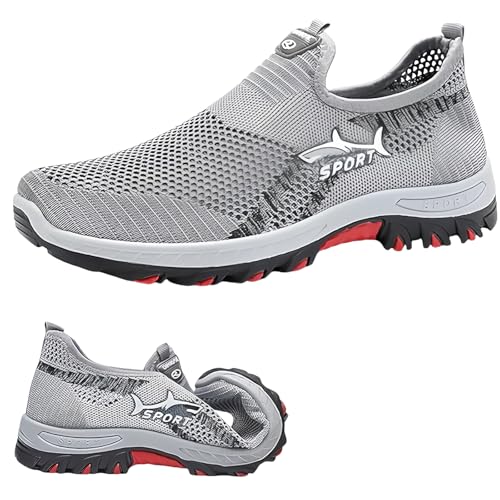 Summer Cooling Comfort Sneaker, Outdoor Breathable Walking Shoes Men's with Lightweight Slip-On for Daily Life, Sports (Gray,33) von Jeeeun