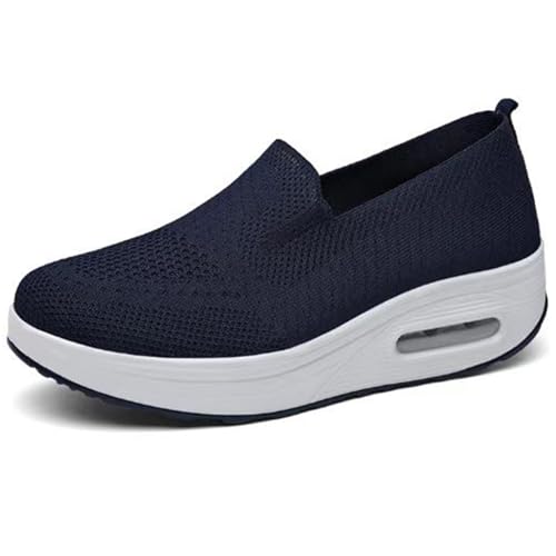 Women's Orthopedic Platform Sneakers, Air Cushion Slip On Walking Shoes (Blue,39) von Jeeeun