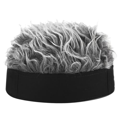Jeenuuder Erwachsene Randlose HüTe, Baseballkappe, Behaarte Damen-SportmüTze, Gestrickte PerüCkenmüTze mit PerüCken, Stirnband, Schwarz + von Jeenuuder