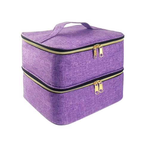 Jeenuuder Nagellack-Organizer, Aufbewahrungstasche für Nagellack, tragbar, für 30 Flaschen und Nageltrockner-Lampe, violett, einfach zu bedienen von Jeenuuder