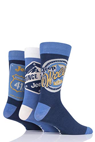 Jeep Herren Logo Geschenkbox Socken Packung mit 3 Marine/Stein 40-45 von Jeep