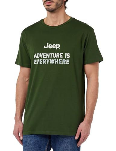 JEEP Herren J Adventure is Everywhere-Großer Aufdruck Holzring J23W T-Shirt, Rifle Green, XL von Jeep