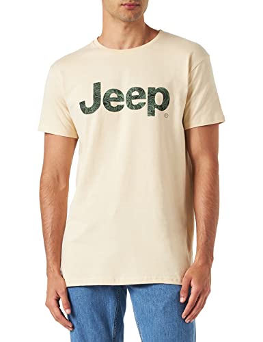 JEEP Herren J Großer Aufdruck Karte J23S T-Shirt, Almond, Medium von Jeep