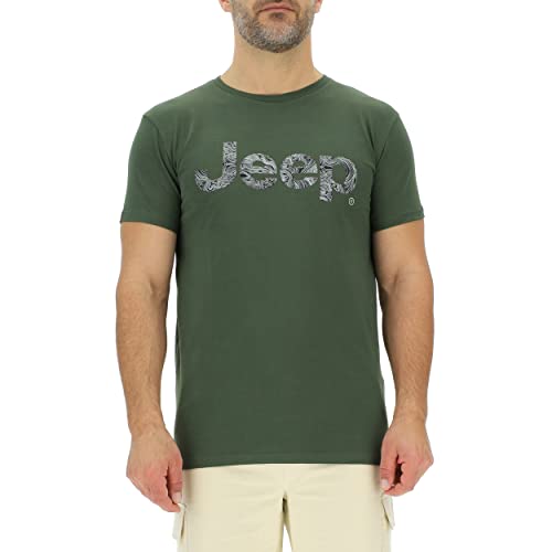 JEEP Herren J Großer Aufdruck Karte J23S T-Shirt, Rifle Green, Small von Jeep