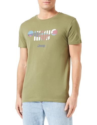 JEEP Herren J Men's Big Grid Background Bark Camouflage J23w T-Shirt, Olive Green, XL von Jeep