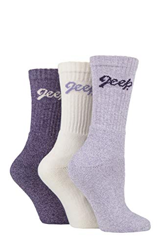 Jeep Damen Gepolstert Fuß Baumwolle Stiefel Socken Packung 3 Violett/Sahne 37-42 von Jeep