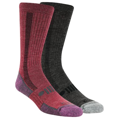 Jeep Damen Crew Socken, 2 Paar, Atmungsaktiv, Gepolsterter Komfort Trail aus Wollmischgewebe, Himbeere, 37-43 EU von Jeep