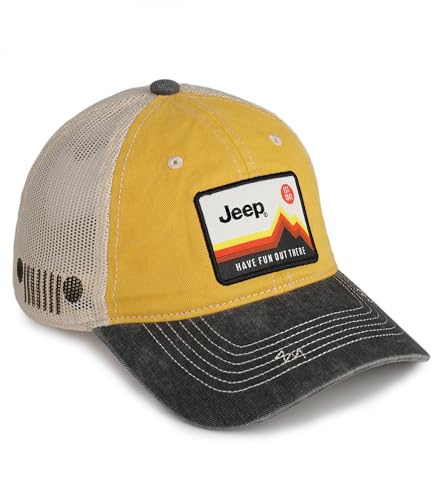 Jeep Have Fun Out There Patch Garment Washed Trucker Hat Unstructured Yellow Jeep Have Fun Out There Patch Garment Washed Trucker Hat Unstructured Yellow von Jeep