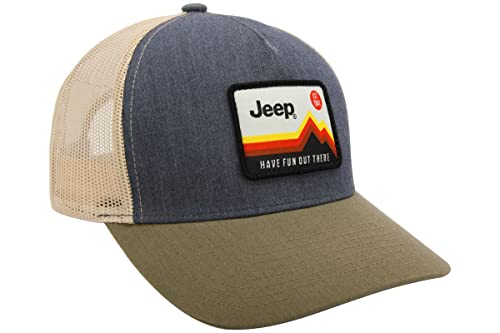 Jeep Have Fun Out There Trucker Snapback Patch Hat Grau/Armeegrün/Creme, Grau/Grün/Creme, Einheitsgröße von Jeep