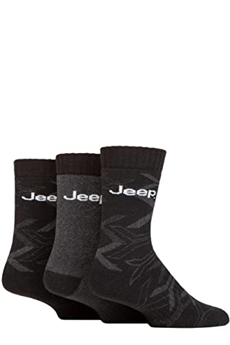 Jeep Herren Camo Baumwolle Stiefelsocken Packung 3 Schwarz/Holzkohle 39-45 von Jeep