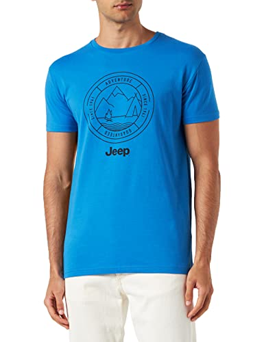 JEEP Herren J Mountains Adventure Guaranteed-Since 1941"-Großer Aufdruck J23S T-Shirt, Pacific Blue/Black, Small von Jeep