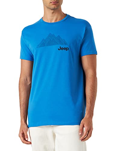 Jeep Herren J Mountains-Großer Aufdruck J23S T-Shirt, Pacific Blue/Black, Medium von Jeep