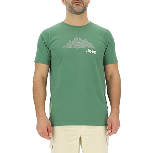JEEP Herren J Mountains-Großer Aufdruck J23S T-Shirt, Vineyard Green/Almon, XL von Jeep