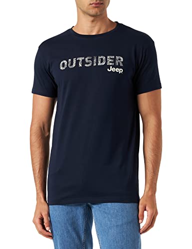JEEP Herren J Outsider-Großer Aufdruck Karte J23S T-Shirt, Night Blue/Almond, XL von Jeep