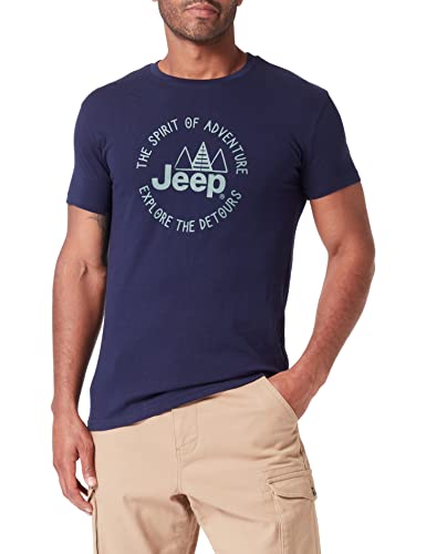 JEEP Herren J Spirit of Adventure-Explore The detours-Print J22W T-Shirt, Deep Blue/Agave Blue, XL von Jeep