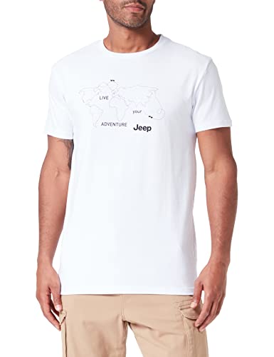 JEEP Herren J World-Großer Aufdruck Karte J23S T-Shirt, White/Black, Large von Jeep