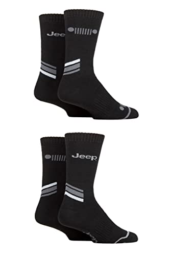 Jeep Herren Leistung Poly Geschenk verpackt Stiefelsocken Packung 4 Schwarz 39-45 von Jeep