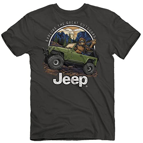 Jeep Sasquatch Herren Kurzarm T-Shirt | Off-Roading, Wrangler Unlimited LJ für Outdoor-Liebhaber | 100% Baumwolle, Smoke, Rauch, L von Jeep