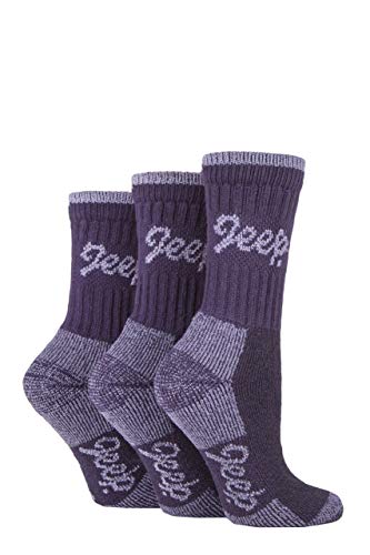 Jeep TERRAIN - 3er Pack Damen Wandersocken Atmungsaktiv Leicht Gepolstert Baumwolle Trekkingsocken (37-42 EU, Lila) von Jeep