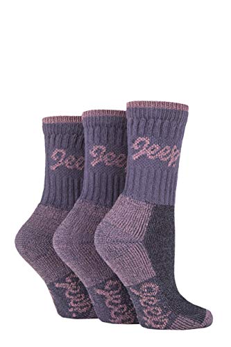 Jeep TERRAIN - 3er Pack Damen Wandersocken Atmungsaktiv Leicht Gepolstert Baumwolle Trekkingsocken (37-42 EU, Rosa) von Jeep