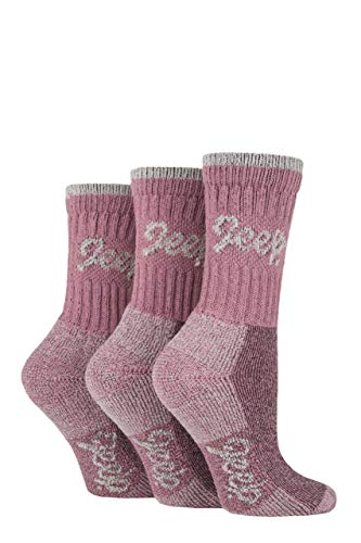 Jeep TERRAIN - 3er Pack Damen Wandersocken Atmungsaktiv Leicht Gepolstert Baumwolle Trekkingsocken (37-42 EU, Weiß) von Jeep