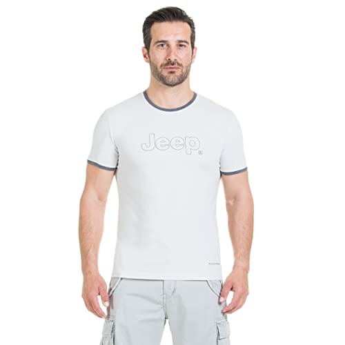 Jeep Unisex Profil Stickerei (Custom Fit) T-Shirt, Light Grey, L von Jeep