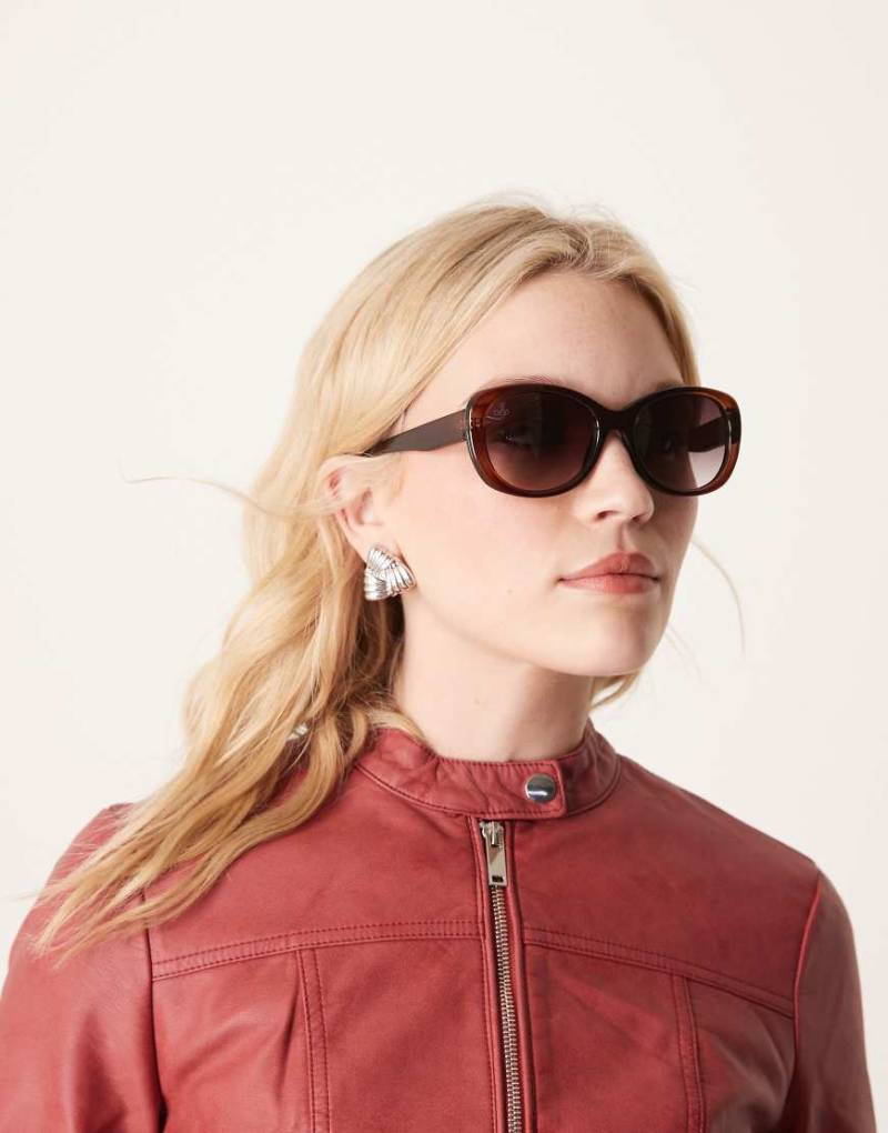 Jeepers Peepers - Eckige Sonnenbrille in Braun mit breitem Gestell von Jeepers Peepers