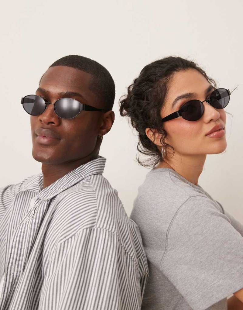 Jeepers Peepers - Ovale Sonnenbrille aus Metall in Schwarz von Jeepers Peepers