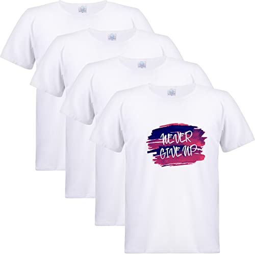 4-teiliges Unisex-T-Shirt, Sublimationsdruck, blanko, weiße Hemden für Sublimation, für Herren und Damen, kurzärmeliges T-Shirt, Weiss/opulenter Garten, L von Jeere