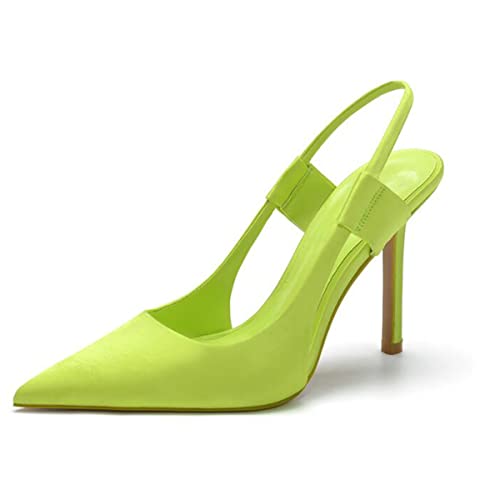 Jeesay Damen-Pumps mit spitzem Zehenbereich, Slingback-Pumps mit Stilettos, Sommerpantoletten, Sandalen, Freizeitschuhe, Grün , 39.5 EU von Jeesay