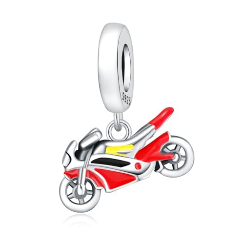 925 Sterling Silber Motorrad Charm mit rotem Emaille, kompatibel mit Pandora Armband, Biker Schmuck Geschenk für Damen 925 Sterling Silber Motorrad Charm mit rotem Emaille, kompatibel mit Pandora Armband, Biker Schmuck Geschenk für Damen von Jefanny