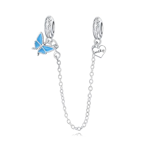925 Sterling Silber Schmetterling Herz Sicherheitskette Charm, kompatibel mit Pandora Armbänd, Geschenke für Damen & Mädchen 925 Sterling Silber Schmetterling Herz Sicherheitskette Charm, kompatibel mit Pandora Armbänd, Geschenke für Damen & Mädchen von Jefanny