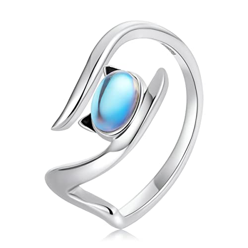 Damen Ring 925 Sterling Silber Mondstein Katze Ringe für Frauen Einstellbare Verlobungsring Muttertag Geburtstag Geschenk für Mädchen Damen Ring 925 Sterling Silber Mondstein Katze Ringe für Frauen Einstellbare Verlobungsring Muttertag Geburtstag Geschenk für Mädchen von Jefanny