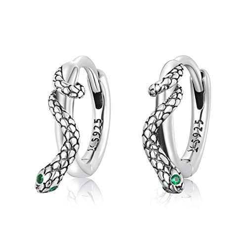 Sterling Silber Ohrringe, weiß vergoldet Huggie kleine Creolen, niedliche Schlange hypoallergene Ohrringe für Damen Schmuck Geschenke Sterling Silber Ohrringe, weiß vergoldet Huggie kleine Creolen, niedliche Schlange hypoallergene Ohrringe für Damen Schmuck Geschenke von Jefanny