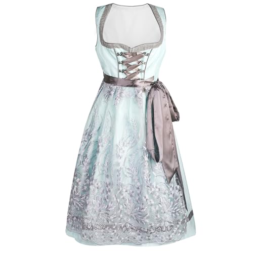 Jefencop Midi Dirndl Damen inkl. Spitzenschürze für Oktoberfest Krüger Dirndl Trachtenkleid Damen, Grün, 2 Teilig (DE/NL/SE/PL, Numerisch, 34, Regular, Regular, Grün) von Jefencop