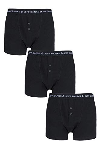 Jeff Banks Herren 3er Pack Marlow Buttoned Boxershorts Extra Large Schwarz von Jeff Banks