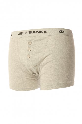 Jeff Banks Mens Leeds 3-Knopf Baumwolle Boxershorts - Medium - Grau von Jeff Banks