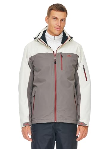 Jeff Green Herren Atmungsaktive Wasserdichte Winter Ski Snowboard Jacke Bergen 12.000mm Wassersäule und Abnehmbare Kapuze, Größe:XL, Farbe:Silver Birch/Dark Gull Grey 1 von Jeff Green