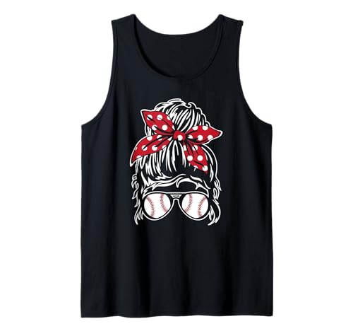 Baseball Softball Mama Schwester Tante Messy Bun Woman Design Tank Top von Jeff Hobrath