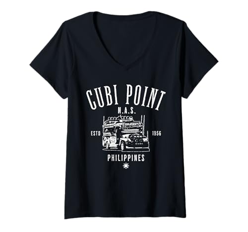 Damen Cubi Point Philippinen Estd 1956 Vintage Style Design T-Shirt mit V-Ausschnitt von Jeff Hobrath