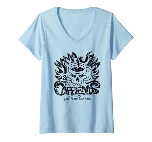 Damen Mama Java and The Caffiends Music and Coffee Mashup T-Shirt mit V-Ausschnitt von Jeff Hobrath