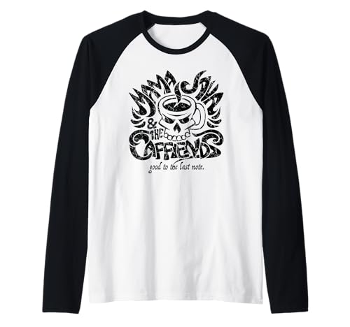 Mama Java and The Caffiends Music and Coffee Mashup Raglan von Jeff Hobrath