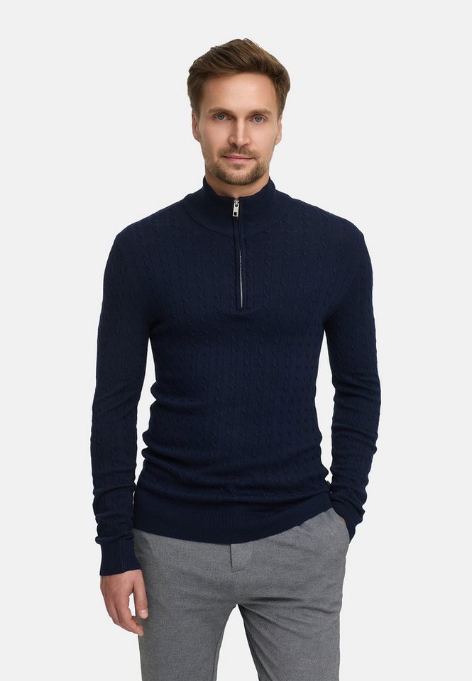Jeff Strickpullover Herren JFCamden half Pullover Herrenpullover Strickpullover mit halbem Reißverschluss und Stehkragen von Jeff