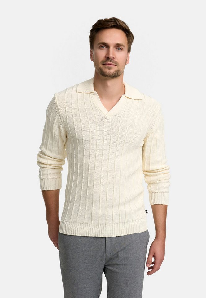 Jeff Strickpullover Herren JFTruman polo Pullover Herrenpullover Polostrick-Pullover mit Kragen und feiner Rippstruktur von Jeff