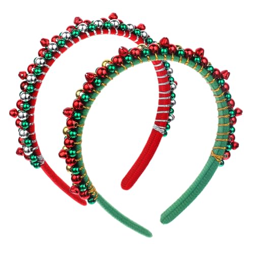 Jeffdad 2 Stück Weihnachten Haarreifen, Haarreif Haarschmuck mit Glöckchen Stirnbänder für Kinder Erwachsene Kopfschmuck für Tägliche Party Weihnachtsfeiern Cosplay von Jeffdad