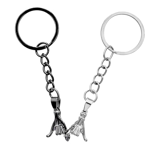 Jeffdad Schlüsselanhänger für Paare - 2 Stück Hand in Hand Kreativ für Freundin, Partner, Liebe - Jahrestag und Valentinstag Geschenke (Schwarz+Silber) von Jeffdad
