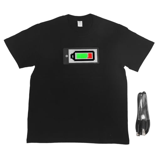 LED -T -Shirt mit Bluetooth Custom T -Shirt Programmierbarer App Display Bildschirm Glühen Hemd in 1500 MAh Akku Eingebaut (XXL) von Jeffergarden
