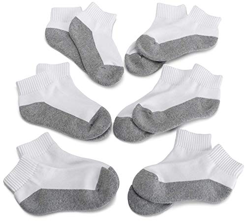 Jefferies Socks Big Boys' Seamless-Toe Athletic Sock (6 Pack), White/Grey,8-9.5(Medium)/Shoe size 12-6 von Jefferies Socks