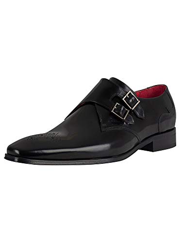 Jeffery West Herren Polierte Lederschuhe mit Schnalle, Schwarz, 43 EU von Jeffery West