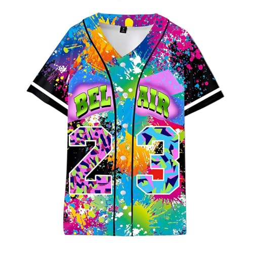 Jeffrey Hope 90er Jahre Outfit für Herren Bel Air 88 Baseball Trikot für Herren 90er Jahre Urban Theme Party Hip Hop Mode Blusen für Club und Pub, Spritztinte, XL Jeffrey Hope 90er Jahre Outfit für Herren Bel Air 88 Baseball Trikot für Herren 90er Jahre Urban Theme Party Hip Hop Mode Blusen für Club und Pub, Spritztinte, XL von Jeffrey Hope